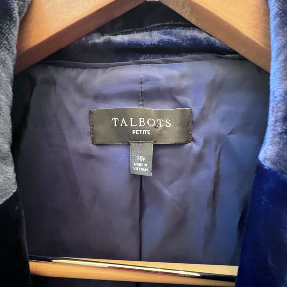 NWOT Talbots Navy Blue Velvet Velveteen Preppy Academia Women's Blazer Size 10P - Picture 6 of 12